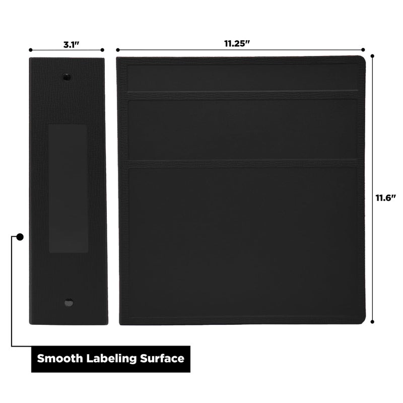Carstens 3-Inch Heavy Duty 3-Ring Binder - Side Opening, Black, Durable Plastic, Precision No-Gap Rings, Waterproof Cover, No Pockets, Holds 400 US Letter Sheets, BPA-Free, Made in USA (1745-3R) - Image 2